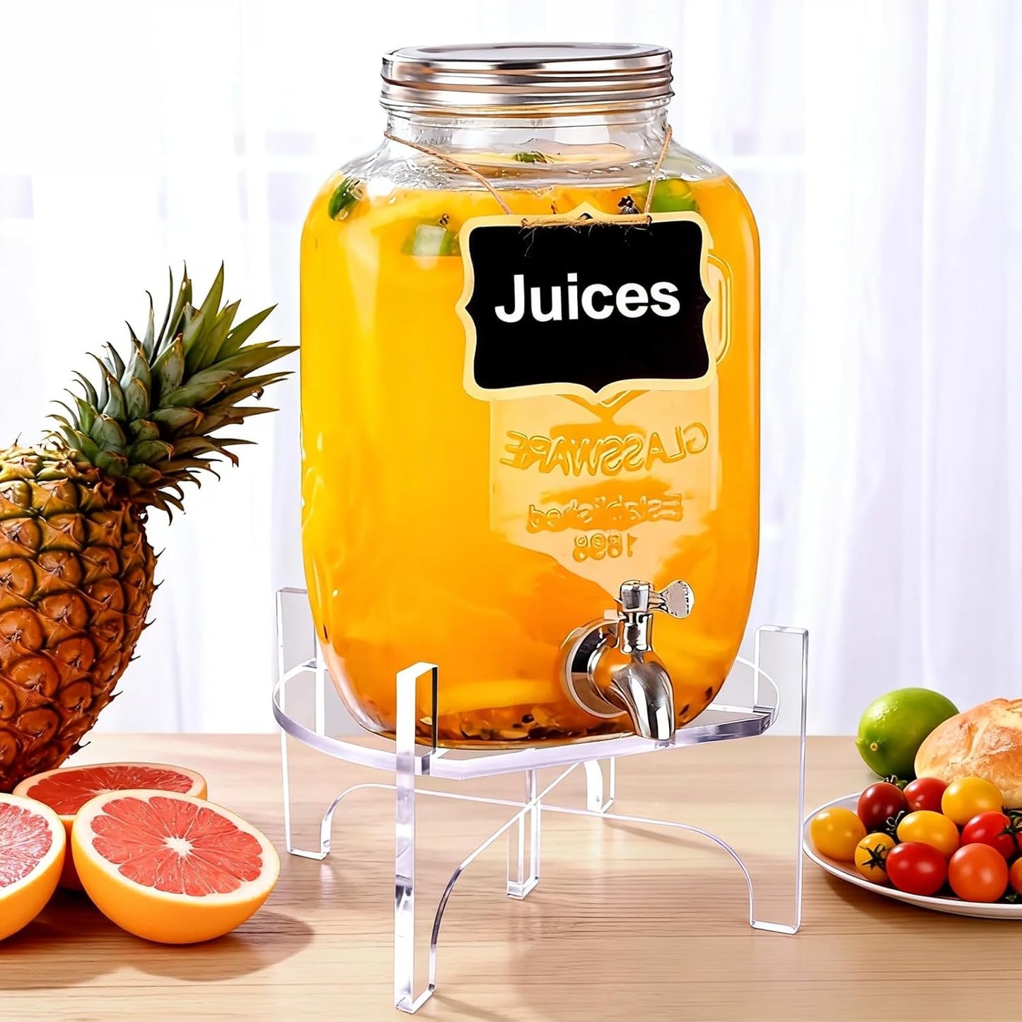 Acrylic Beverage Dispenser Stand Only, Fit Max 8.7 Inch Glass Drink Dispenser and Water Jug Holder, Plant Stand, Cake Display Stand for Parties and Catering Events