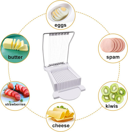 Egg Slicer for Hard Boiled Eggs, Food Slicer with 14 Stainless Steel Wires, Heavy Duty Hard Boiled Egg Cutter, Spam Slicer for Soft Fruit Strawberry Luncheon Meat Home Use (1Pcs, Yellow)