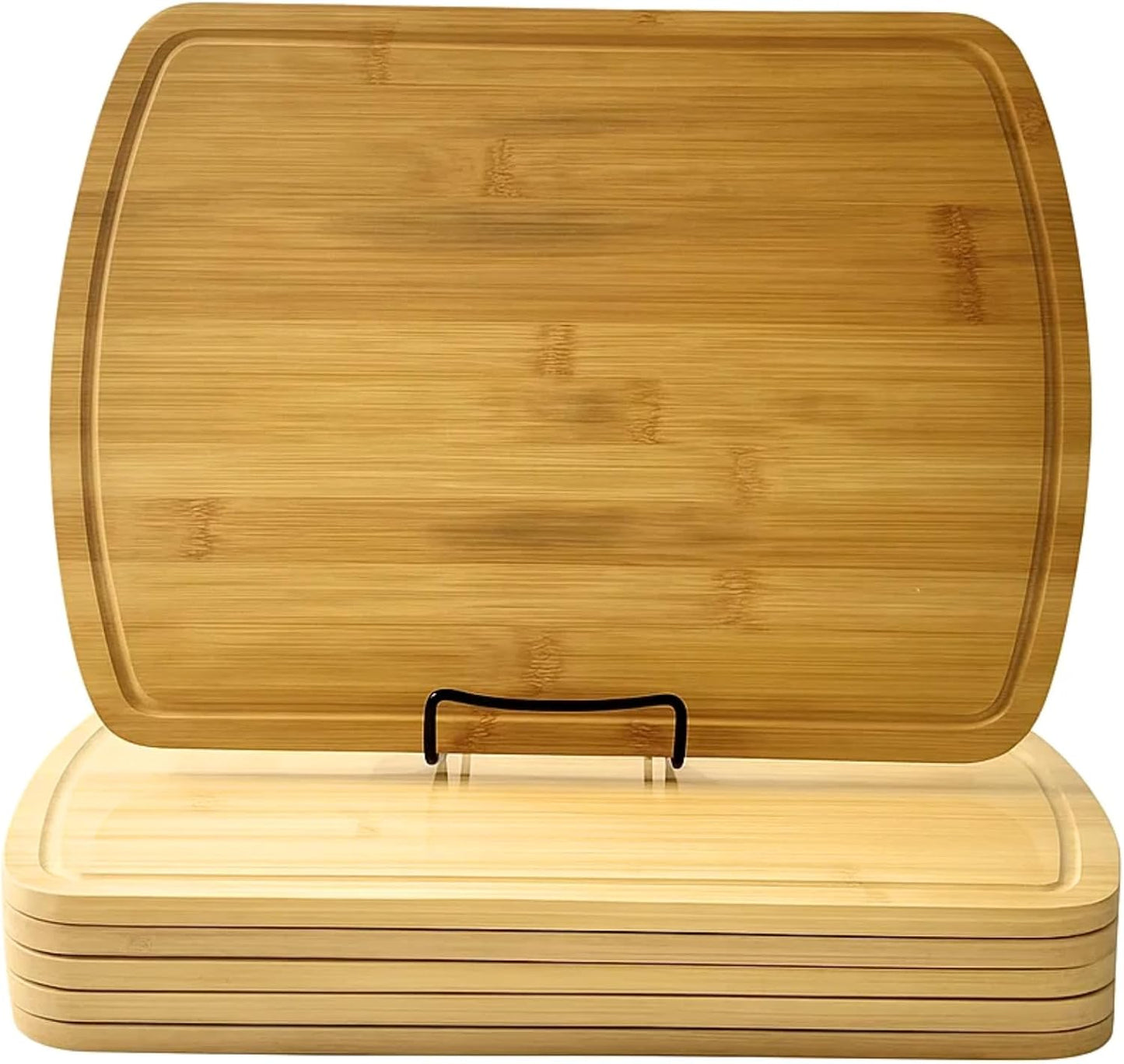 Set of 6, Bulk Bamboo Cutting Boards with Juice Groove – 12X9" Rounded Rectangle Charcuterie Trays, Grazing Platters, Blank Wood for Engraving, Epoxy Crafts, Resin Arts, Wall Decor