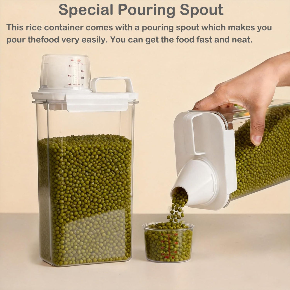 Rice Storage Container, Airtight Rice Container, 3-5 Lbs Cereal Storage Container, Cat Dog Food Storage Container, BPA Free Portable Cereal Container for Home Kitchen Rice, Soybean Food Storage