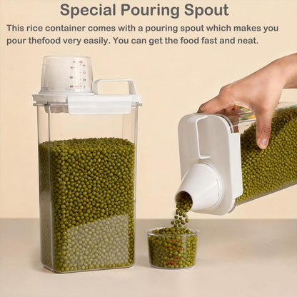 Rice Storage Container, Airtight Rice Container, 3-5 Lbs Cereal Storage Container, Cat Dog Food Storage Container, BPA Free Portable Cereal Container for Home Kitchen Rice, Soybean Food Storage
