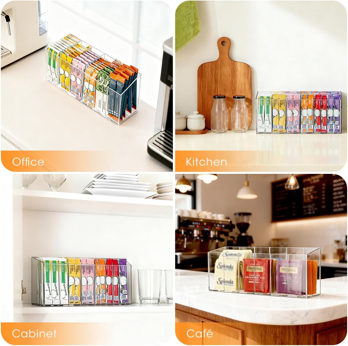 AIEVE Extra Large Drink Packet Organizer, 360° Lazy Susan Rotating Turntable for Larger Powder Drink Mix, Hydration Packets Acrylic Pantry Organizers for Kitchen Storage Organization