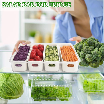 shopwithgreen Divided Serving Tray with Lid, Portable Snack Box Charcuterie Veggie Tray with Lid, Food Storage Organizer with 8 Colandersfor Fruit, Vegetable, Refrigerator, Kitchen, Party, Picnic