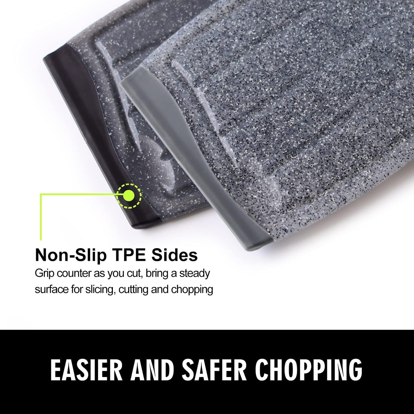 Small Plastic Cutting Board Set of 2, Mini Cutting Board for Small Kitchen Tasks, Non Slip Edges, Unique Design with Multiple Juice Grooves! BPA Free, Non-Porous, Dishwasher Safe (9.84" x 7.48")
