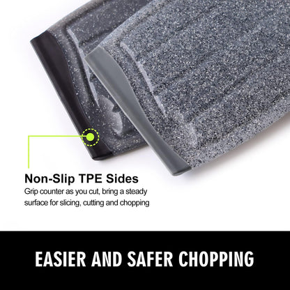 Small Plastic Cutting Board Set of 2, Mini Cutting Board for Small Kitchen Tasks, Non Slip Edges, Unique Design with Multiple Juice Grooves! BPA Free, Non-Porous, Dishwasher Safe (9.84" x 7.48")