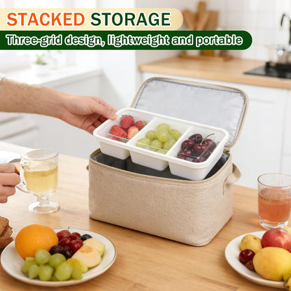 20 Sets Reusable Snack Containers Meal Prep Containers 3 Compartment Condiment Container With Lids Snackle Box Container Portion Control for Refrigeration Sauce,Outdoor Takeaway,Travel(Black)