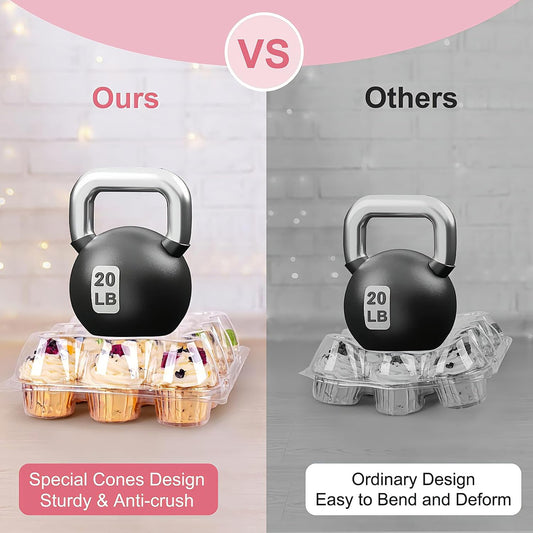 12 Count x 12 Sets Cupcake Carrier With 150 Pack Liners, Stackable Plastic Cupcake Containers Boxes Holder with Tall Dome Lid, Disposable Cupcake Storage Trays