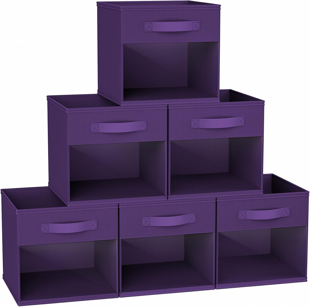 DIMJ Storage Cubes, 11x 11 inch Cube Storage Bin, 6 Pack Closet organizers and storage Bins with Window, Collapsible Baskets with Handle for Shelves, Clothes, Toys, Books (Grey)