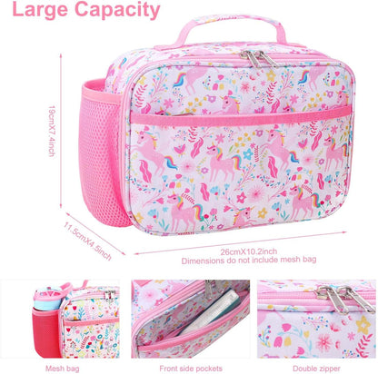 RHCPFOVR Kids Lunch Bag - Insulated Lunch Box for Boys Girls,Washable Lunch Bag and Reusable Toddler Leak-proof Lunchbox for School and Daycare - Colors B