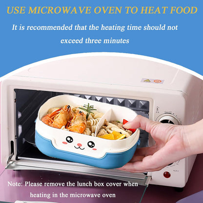 Cute Bento Box, with Cutlery Set Portable Lunch Box, 700ML Leak-proof 2 Compartment Lunch Container, Reusable Snack Box, Microwave/Dishwasher/Freezer Safe, BPA Free, Snack Container (Purple)
