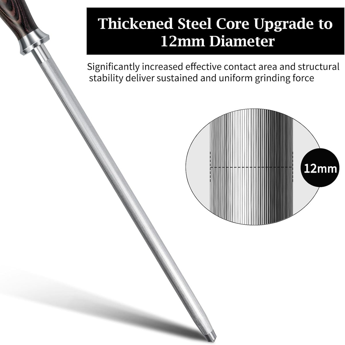 HOSHANHO Honing Rod, 12 Inch Professional Kitchen Knife Sharpener Rod