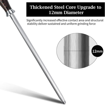 HOSHANHO Honing Rod, 12 Inch Professional Kitchen Knife Sharpener Rod