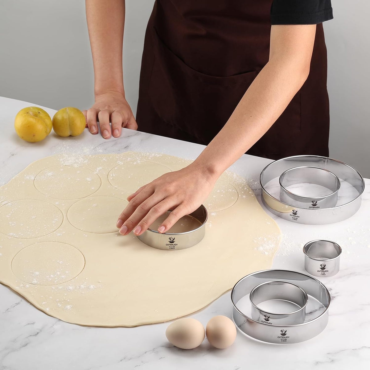 Round Cookie Cutters (2, 3, 3.5, 4, 5, 6 Inch) Biscuit Cutter Set