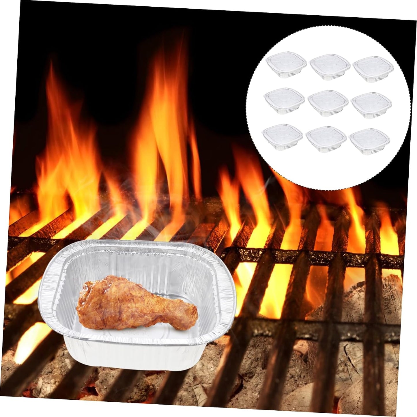 10Sets Aluminum Foil Food Storage Boxes with Lids Versatile Grill Tray Air Fryer Baking Pans for Bbq Meal Prep and Catering Events Stackable Design
