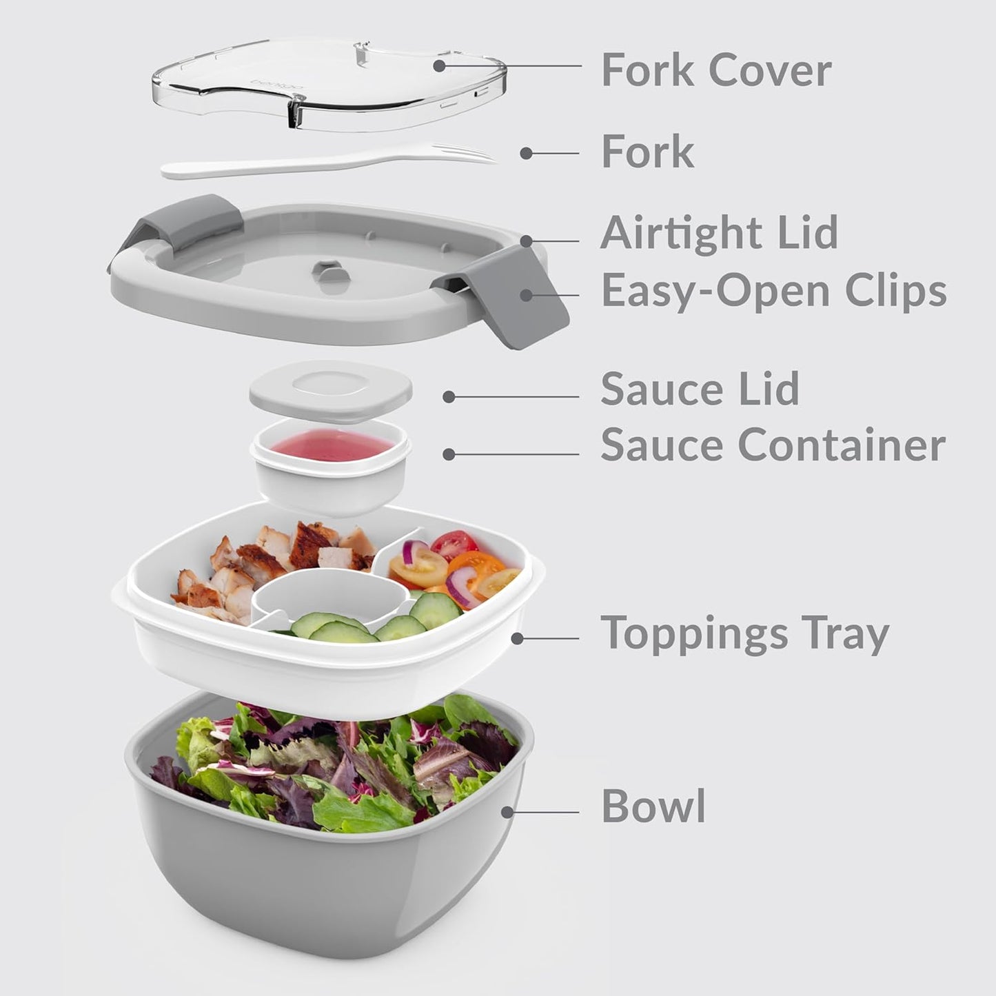 Bentgo Salad Container - 54 oz Bowl with 4-Compartment Toppings Tray, Leak-Proof Dressing Container, Reusable Fork, BPA-Free Lunch Box for Meal Prep & Food Storage; Removable Bento Tray (Khaki Green)