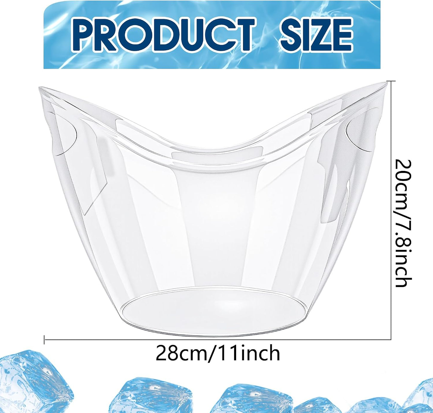 6 Pack Clear Ice Tubs 4 L Plastic Thickened Beverage Bucket with 6 Ice Scoop for Parties Champagne Mimosa Cocktail Bar Supplies Beverage Birthday Wedding Supplies