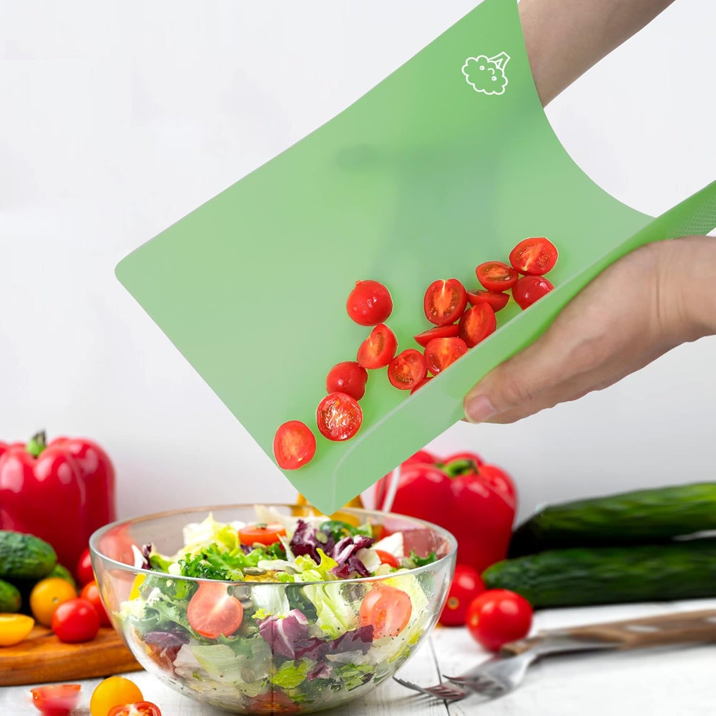 ZVP Flexible Plastic Cutting Board Set of 5 Gradient Color, Colorful Chopping Boards, BPA Free Mats, Non-Slip, Dishwasher Safe, 15x12 Inch, Gray Neutral Colors