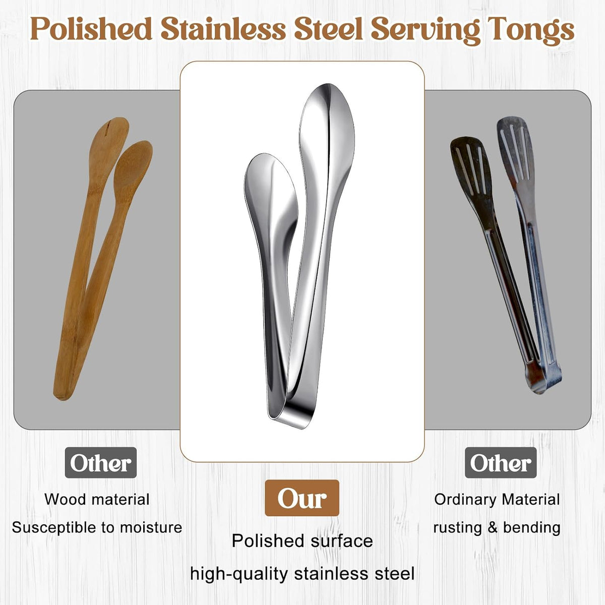 Silver Polished Serving Tongs 9 Inch