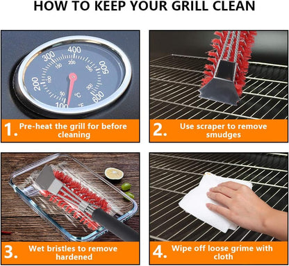 XSUPER Nylon Grill Brush, 3 in 1 Grill Brush & Scraper, Best Nylon Brushes, 18" Barbecue Cleaning Brush for a Cool Grill, Scraper for Grill Cooking Grates,Universal Fit BBQ Grill Accessories