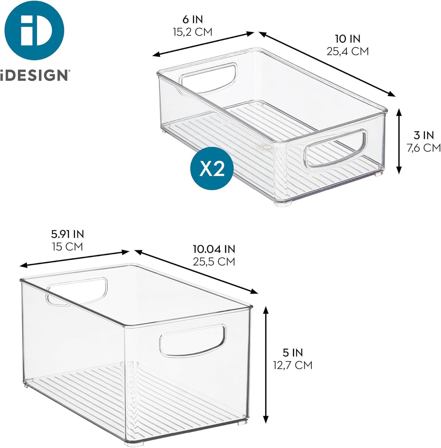 iDesign Stackable Pantry Bins with Handles, 4 Small and 4 Medium Bins, 8 Pack, Clear, Made in USA
