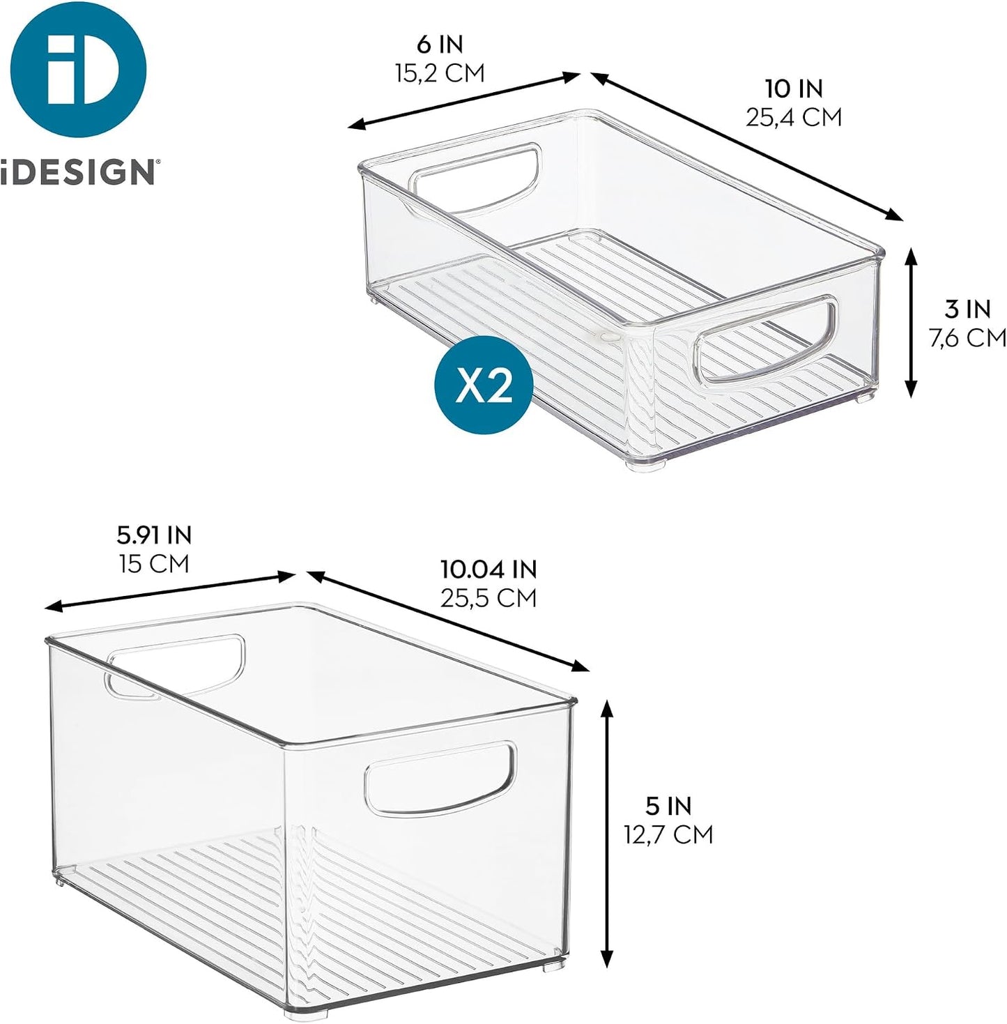 iDesign Stackable Pantry Bins with Handles, 4 Small and 4 Medium Bins, 8 Pack, Clear, Made in USA