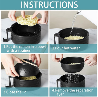 2 Sets 40 oz Microwave Ramen Bowl with Handles, Yellow,Orange