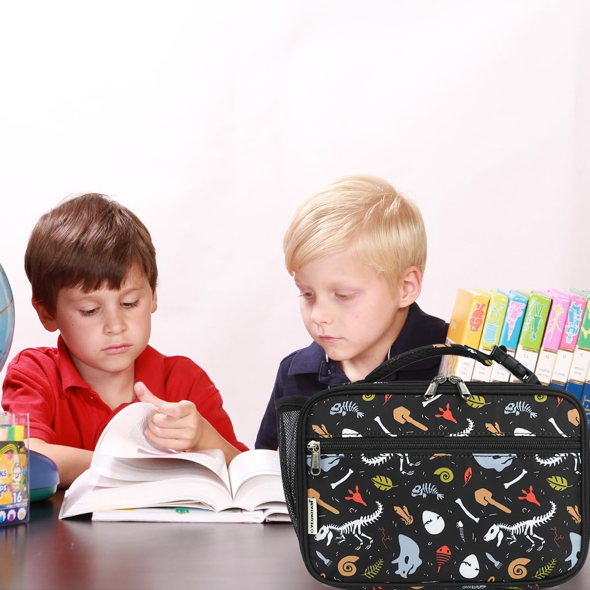 GYEUKHAM Insulated Lunch Box for School, Thermal Reusable Durable Freezable Lunch Bags for Kids Boys Girls Men Women - Small Soft Cooler Portable Lunch Tote Kit for Work Picnic Travel,Black