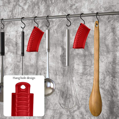 Silicone Assist Handle Holder, Hot Skillet Handle Covers Pot Grip Handle Sleeve Cast Iron Skillets Non-Slip Heat Resistant Pan Grip Cover for Cast Iron Woks Frying Pans Griddles Skillets (Red)