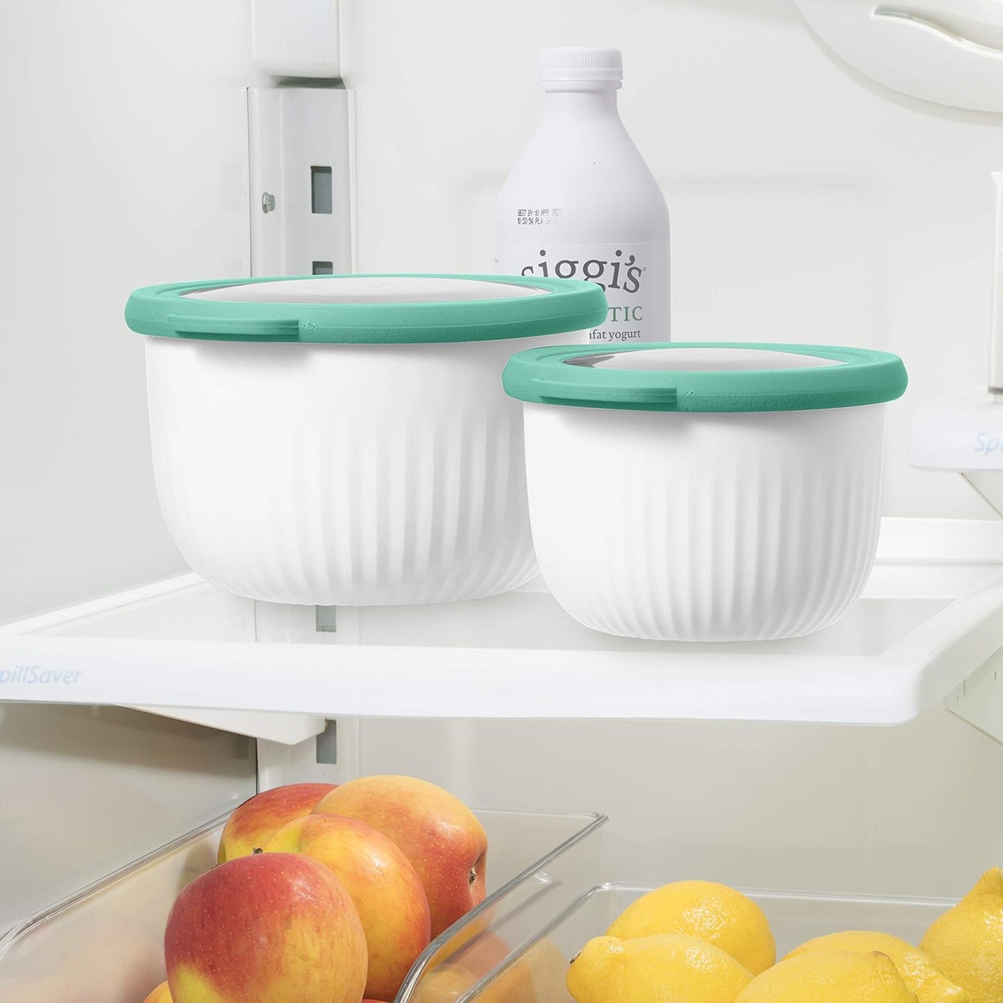 Oggi Prep, Store & Serve Plastic Bowl w/See-Thru Lid- Dishwasher, Microwave & Freezer Safe, (4 qt) Lt Gray w/Dk Gray Lid