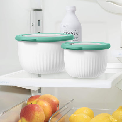 Oggi Prep, Store & Serve Plastic Bowl w/See-Thru Lid- Dishwasher, Microwave & Freezer Safe, (4 qt) Lt Gray w/Dk Gray Lid