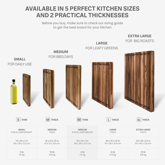 Teakhaus Edge-Grain Teak Wood Cutting Board with Juice Groove, Medium