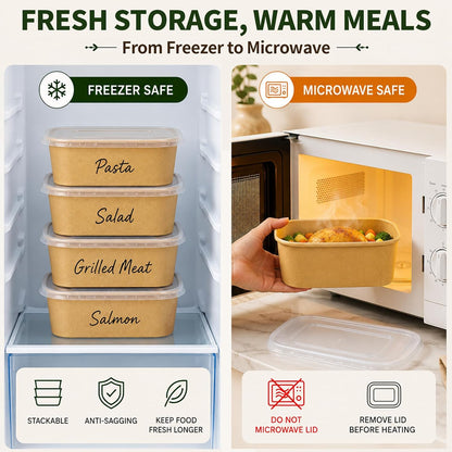 60 Pack 29OZ Disposable Meal Prep Containers, Paper Bowls With Lids
