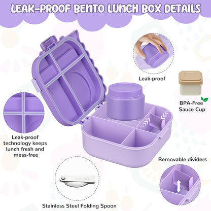 Lunch Box Kids, Leak Proof 5 Compartment Bento Box for Kids, 13oz Thermo for Hot Food Kids Lunch Box,Hot Lunch Box for School Travel