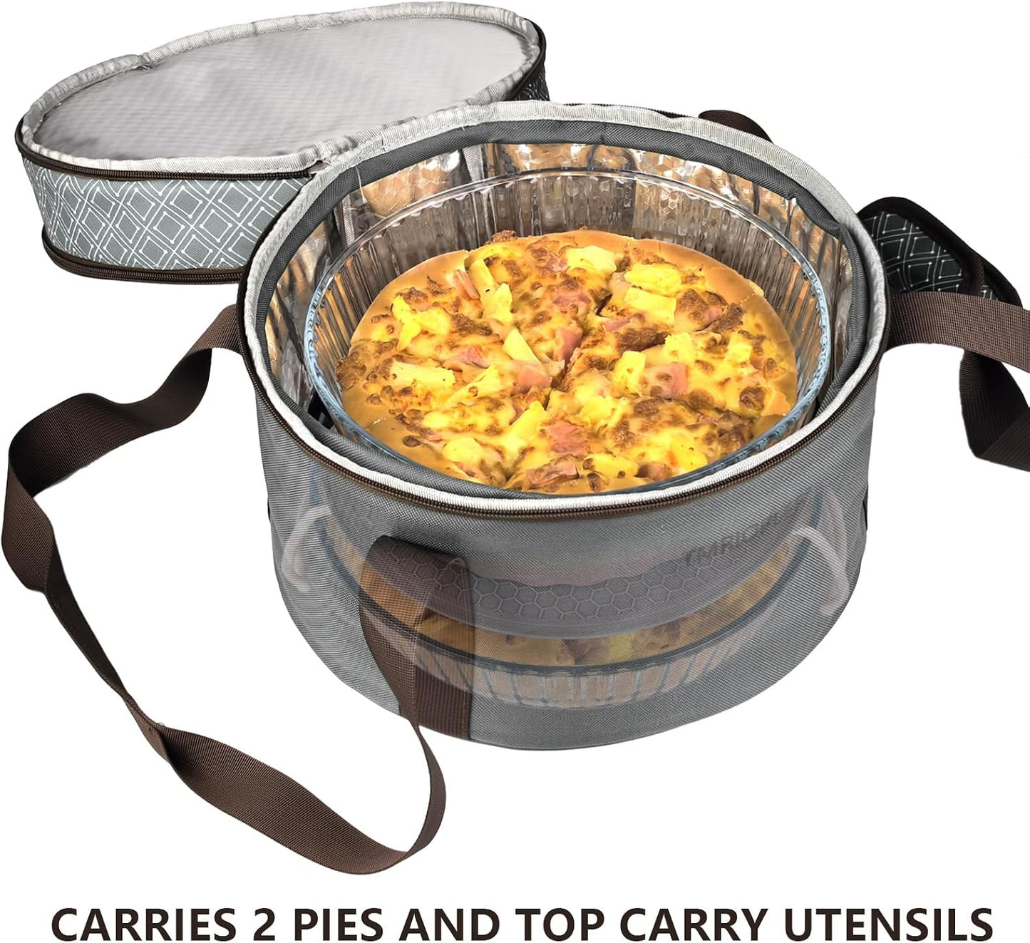 Pie Carrier With A Lid And Handle, With A Hard Edge That Won'T Collapse, Round Insulated Casserole Carrier,It Is Suitable For The Safe Transportation Of Cold And Hot Food (Red)