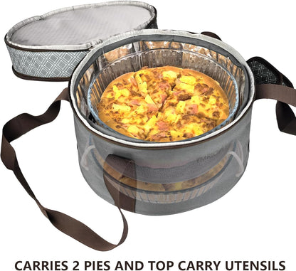 Pie Carrier With A Lid And Handle, With A Hard Edge That Won'T Collapse, Round Insulated Casserole Carrier,It Is Suitable For The Safe Transportation Of Cold And Hot Food (Red)