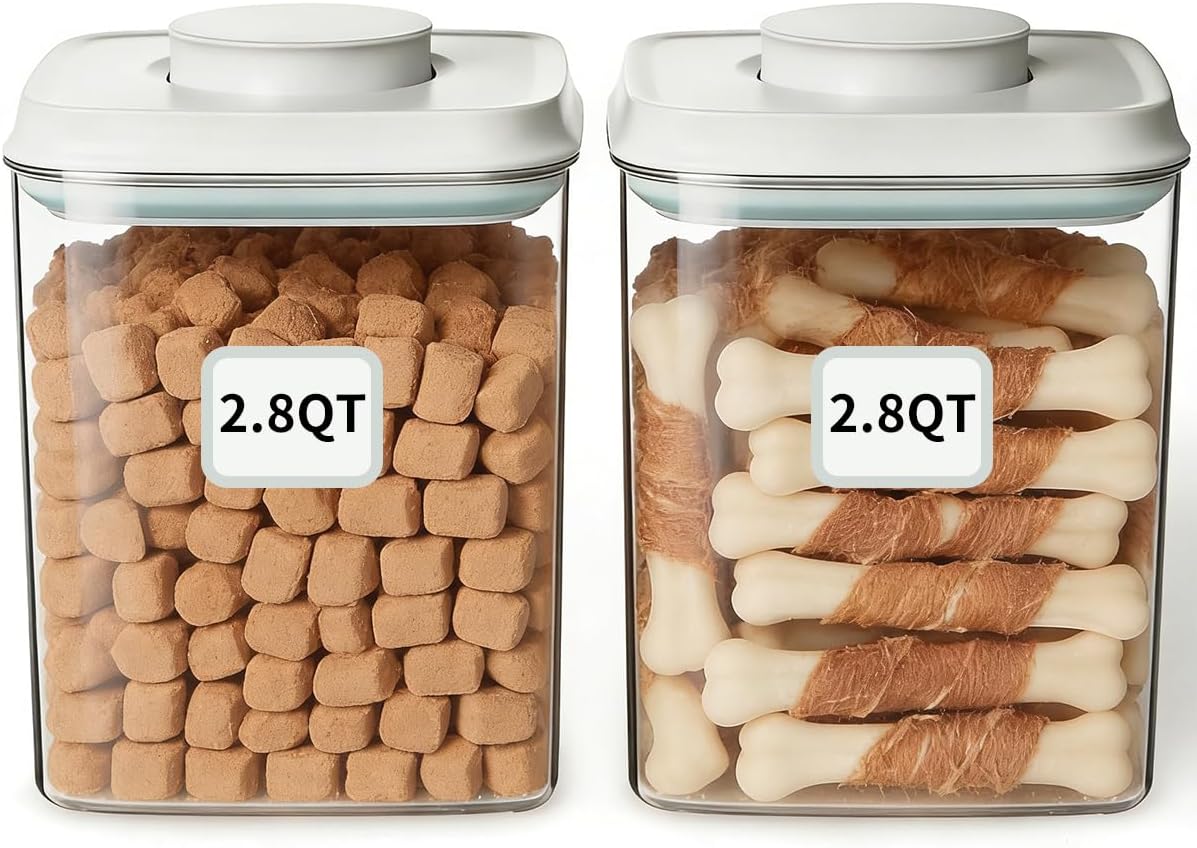 Ankou Dog Food Storage Container with 130ml Scoop – 4L/4.2qt Airtight Dog Food Container for Kibble & Treats, BPA-Free Cat Food Storage Container, Stackable Pop Lid Plastic Container with Lid