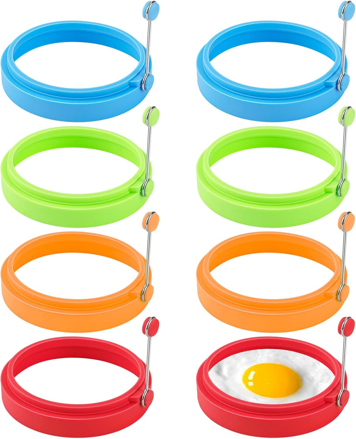 8 Pack Silicone Egg Rings for Griddle, 4-Inch Non-Stick Pancake Molds