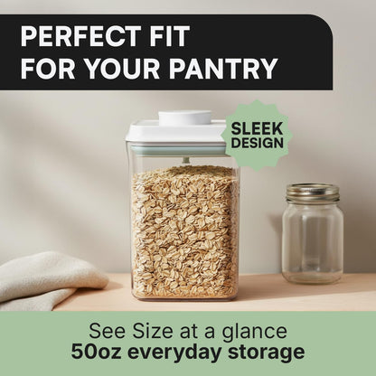 Bop Top Airtight Food Storage Containers with Lid 2 Cups / 16 oz | Kitchen Canister Sets | Air Tight Pantry Container | Pop Top Dry Food Storage Containers for Snacks, Sugar, Flour, Baking, Pasta