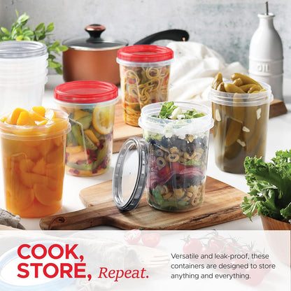 Tafura 10 Pack Leakproof Freezer Containers for Food with Twist Top Lids - 32 Oz BPA Free Reusable Plastic Soup Containers with Screw On Lids - Ideal for Meal Prep, Leftovers & Pantry Organization