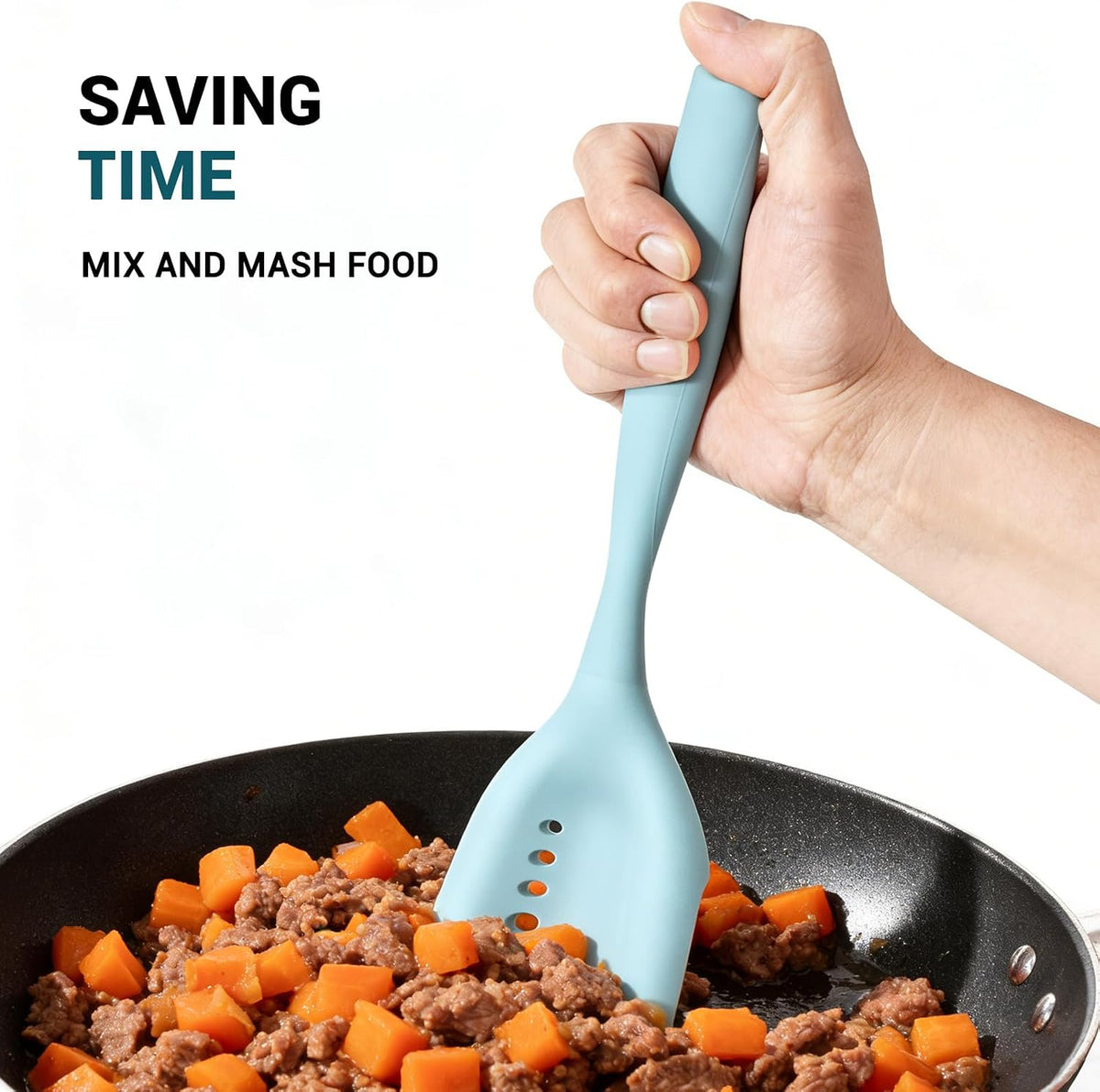Meat Chopper Mincing Spatula, Silicone Hamburger Grinder for Ground Beef