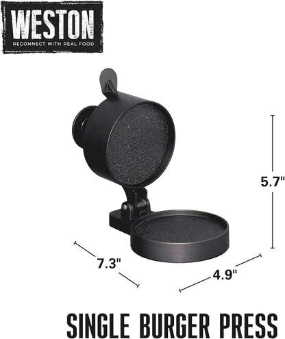 Weston Burger Press, Makes 4 1/2" Diameter Patties for Hamburger, Crab Cakes, Sausage, 1/4lb to 3/4lb, Single, Non-stick Heavy-Duty Cast Aluminum (07-0301)