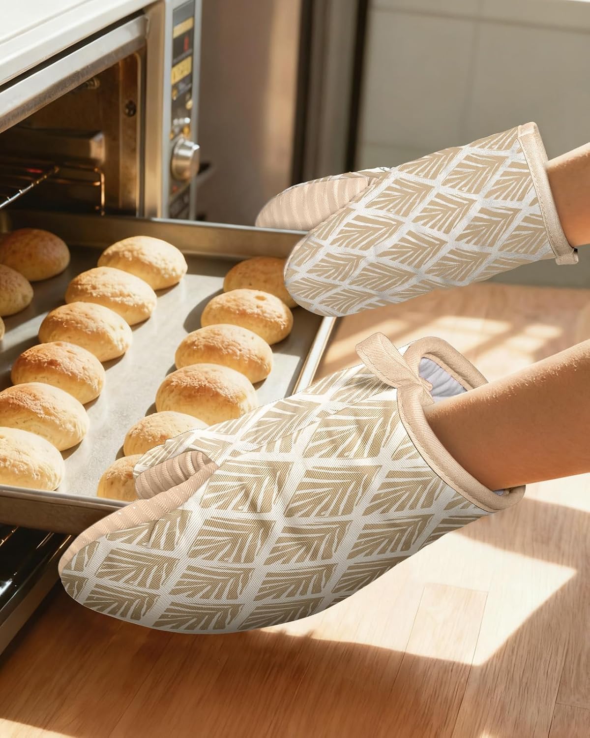 100% Thick Cotton Mini Oven Mitts Silicone Grip Lemon & Birds