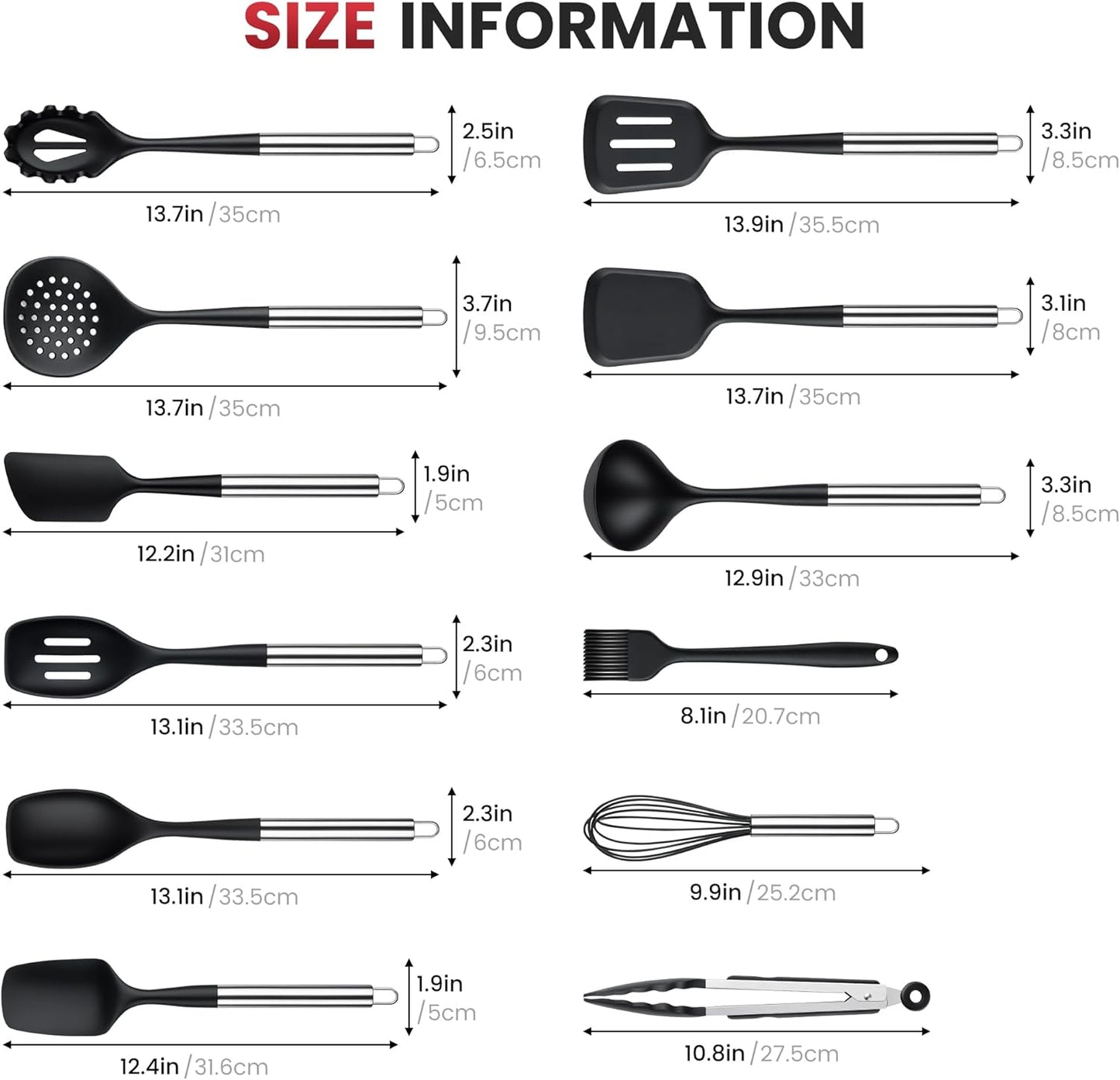Silicone Kitchen Utensils Set, 5 PCS Heat Resistant Non Stick Cooking Tools, Silicone Spatula/Turner/Serving Spoon/Soup Ladle/Slotted Spoon, for Home and Camping