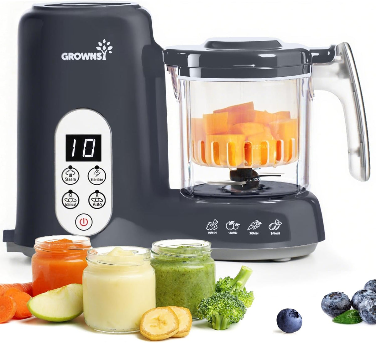 Grownsy Baby Food Maker, Steamer & Blender Baby Food Processor, White