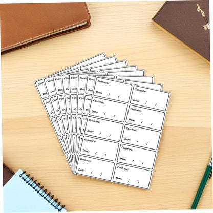 BETOOKY Removable Food Storage Labels 400pcs Waterproof PVC Meal Prep Use by Date Stickers for Freezer and Refrigerator Organization, Black and Red Date Content Labels for Kitchen