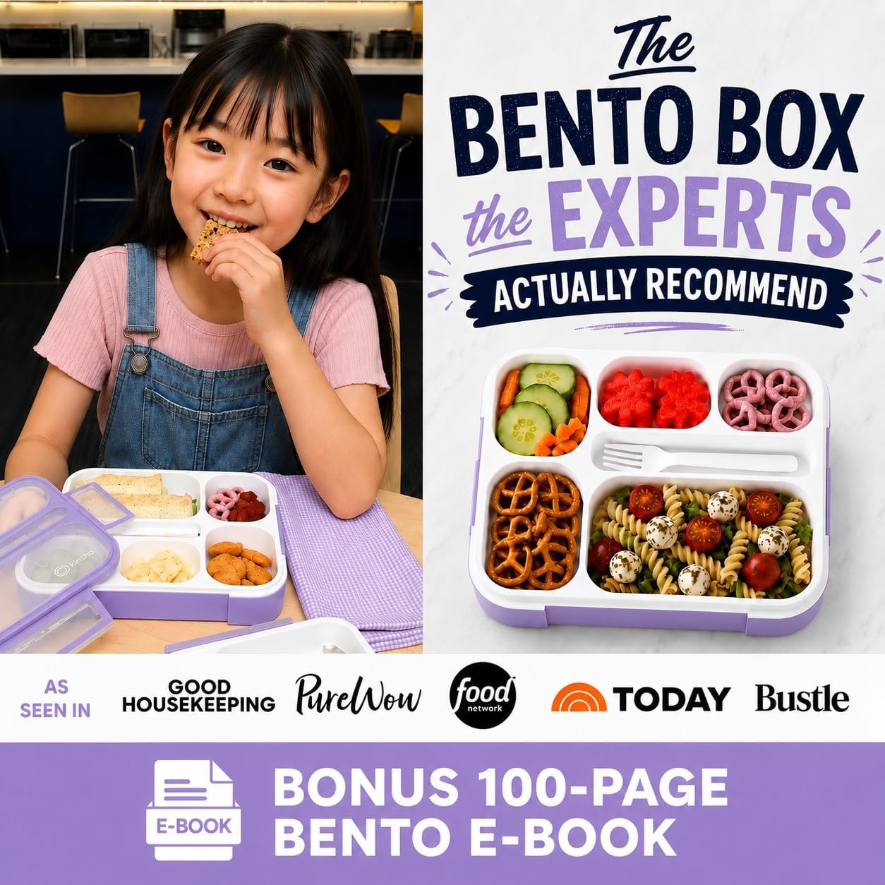 kinsho Lunch Box for Kids Boys Girls - Bento Box Set with Insulated Bag and Ice Pack, 6 Compartment Leak Proof Food Container, BPA-Free, Microwave Safe, Ideal for School & Work, Teal