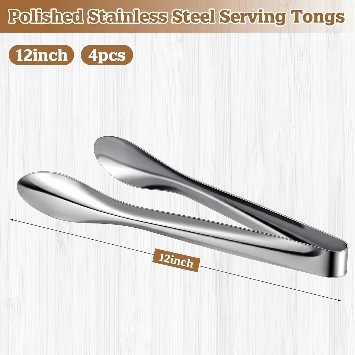Silver Polished Serving Tongs 9 Inch