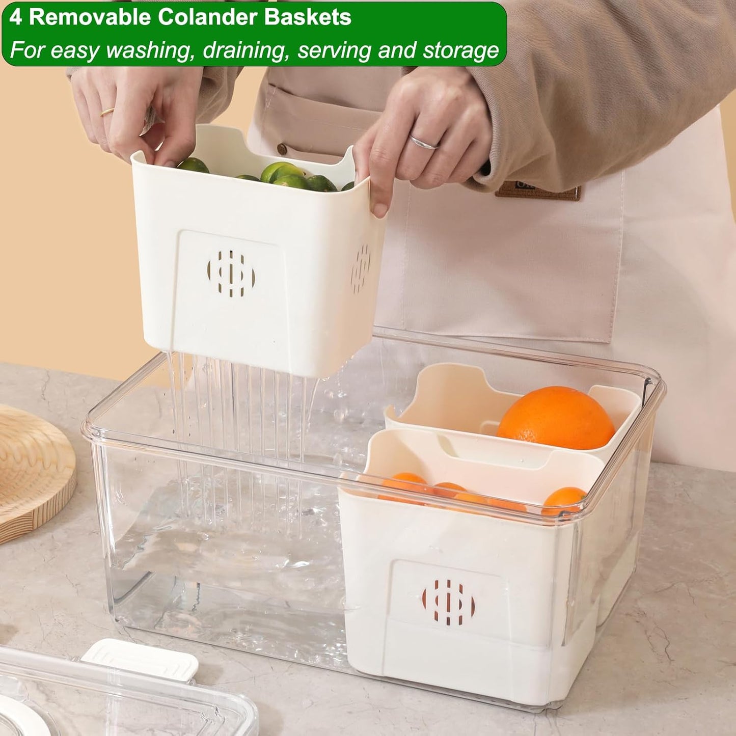 Taiuloo Divided Serving Tray with Airtight Lid and Handle, 9 Compartment Snackle Box Container, Portable Snack Platters, Clear Fridge Organizer & Food Storage for Veggie, Fruit, Charcuterie, Nuts