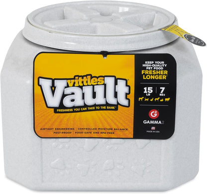 Gamma2 Vittles Vault Dog Food Storage Container with Airtight Lid, holds up to 10-15 Pounds of Dry Pet Food, Cat Kibble and Bird Feed, BPA Free, Made in USA, Without Scoop
