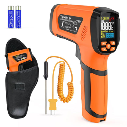 Infrared Thermometer Gun, Non Contact Digital Laser Thermometer Temperature Gun with Color LCD for Cooking, Home Repairs, Humidity Measurement, Adjustable Emissivity -58°F to 1472°F(-50~800°C)